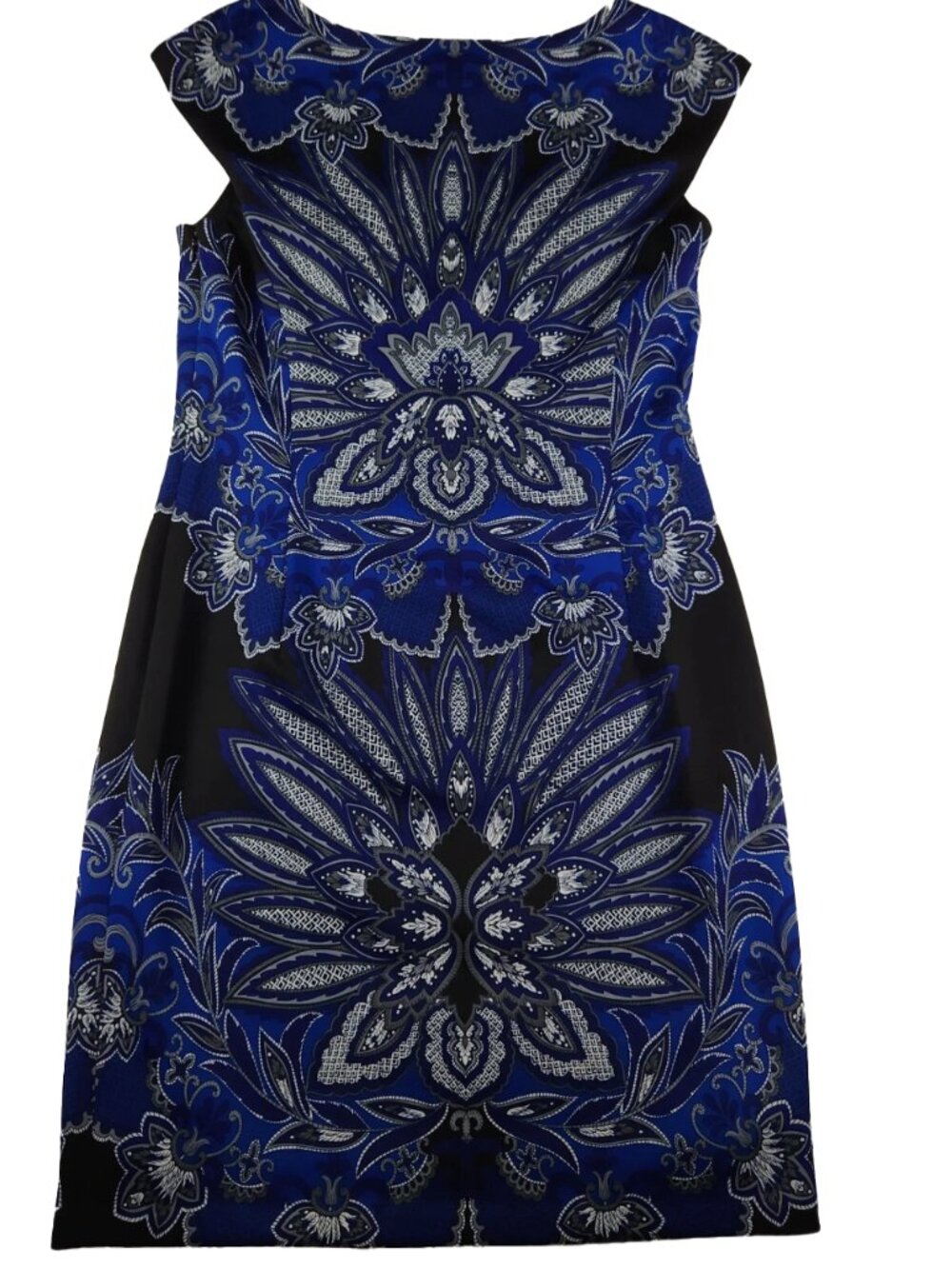 Alfani Dress Size 14 Blue Black Tribal Geometric Sleeveless